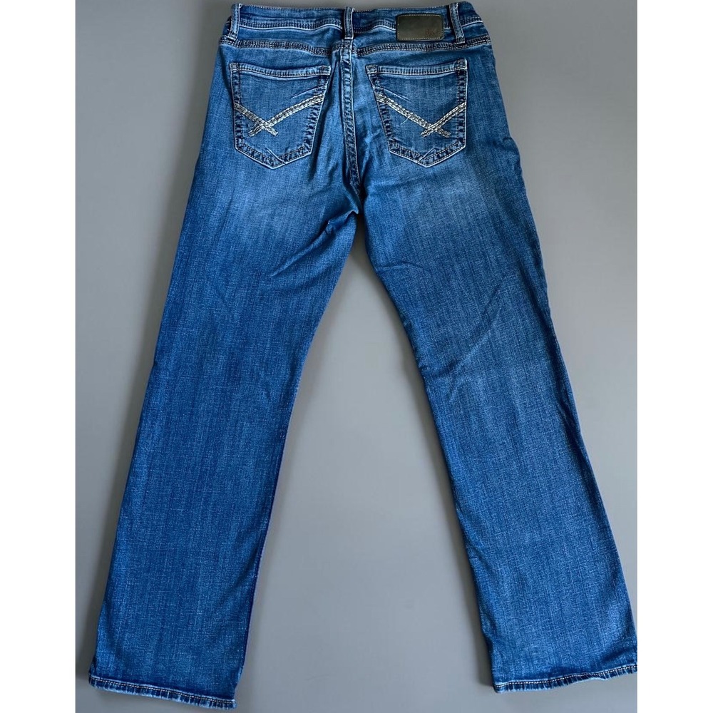 BKE Jake Straight Leg Jeans Mens 33x32 Medium Wash Blue Denim Contrast Stitch